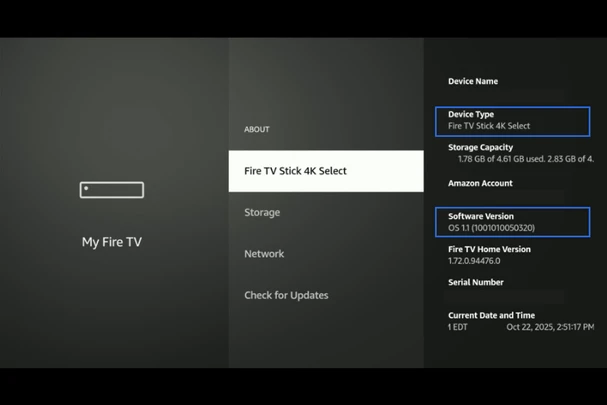 Fire TV Select - Vega OS detail page.