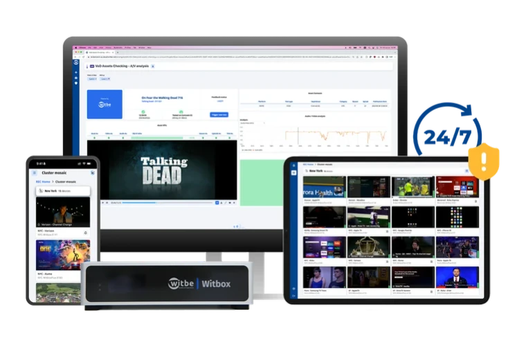 Image of several screens and a witbox showcasing video monitoring