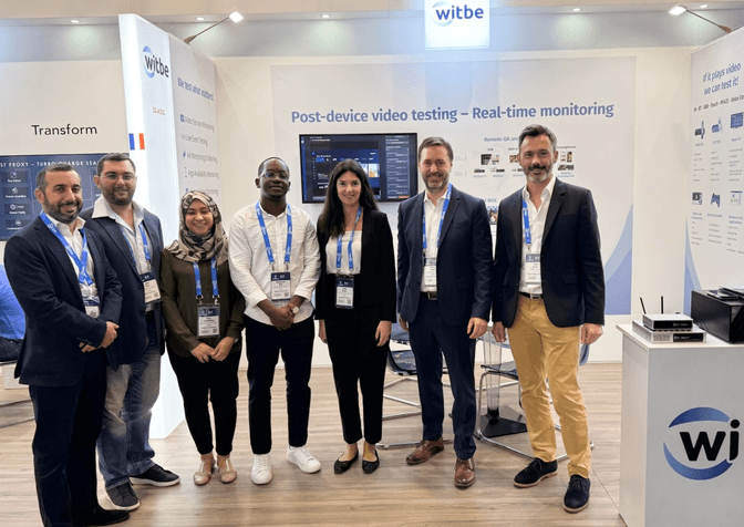 The Witbe team at the CABSAT 2025 booth, located in the French Pavilion