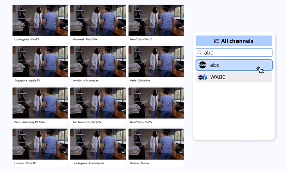Witbe simultaneous monitoring of the same video content across multiple devices with smart channel search and filtering.