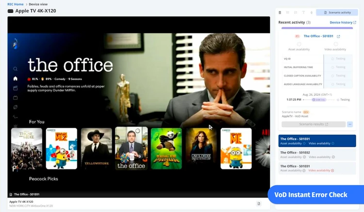 virtual noc vod instant error check