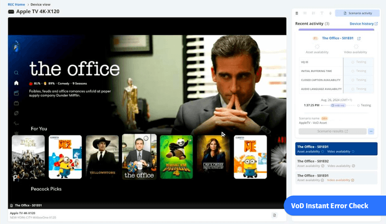 virtual noc vod instant error check