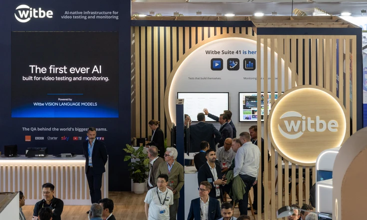 Visitors gathered on the Witbe booth at IBC 2026 in Amsterdam.