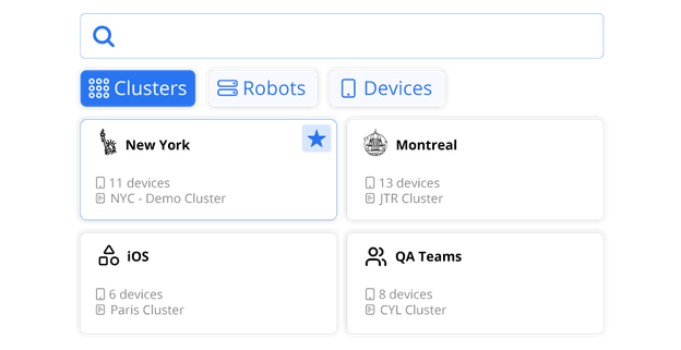 Witbe REC dashboard showing device clusters and connected teams for personalized monitoring.