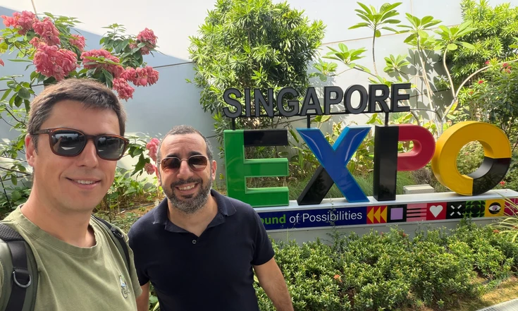 Witbe team members in front of the Singapore Expo sign at BroadcastAsia 2026.