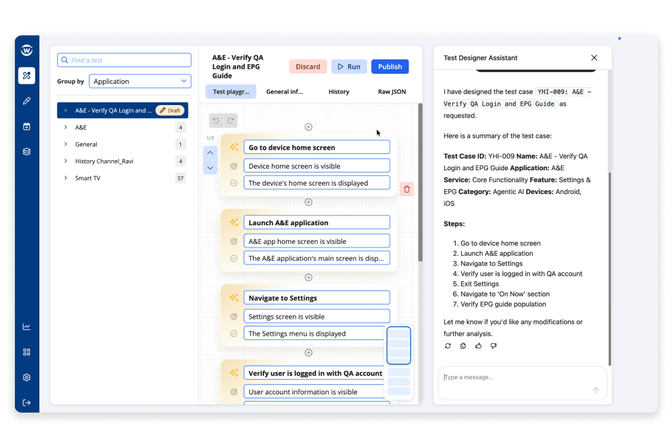 Witbe Test designer generates goal based steps
