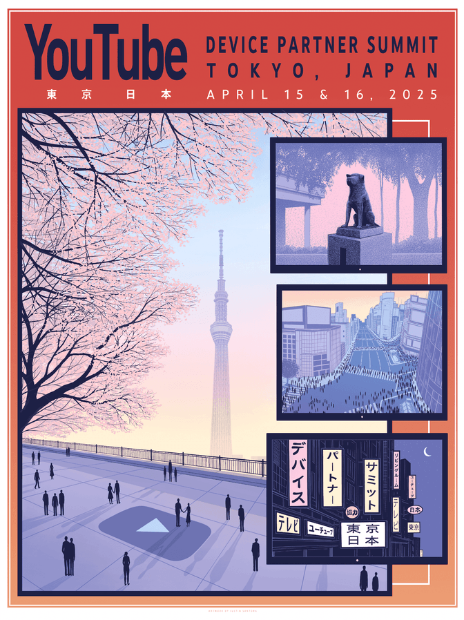Poster of the YouTube Device Partner Summit in April 2025 in Tokyo.